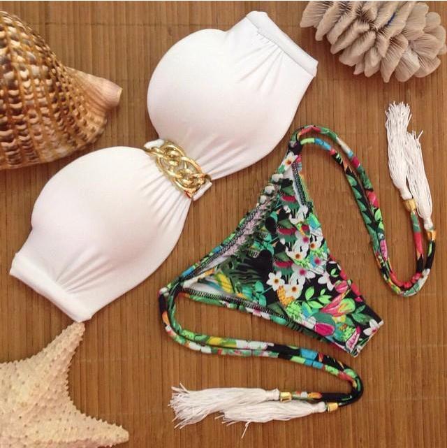 F4482 Summer Swimsuit Bath Suit Push Bikini set Solid Swimwears
